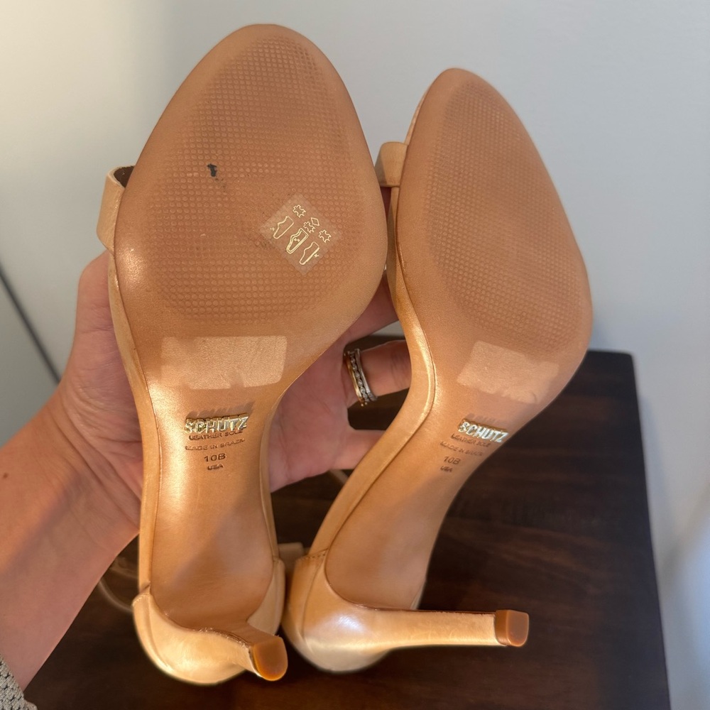 Schutz Cadey-Lee Tan Leather Ankle-Strap Sandals - Picture 12 of 13